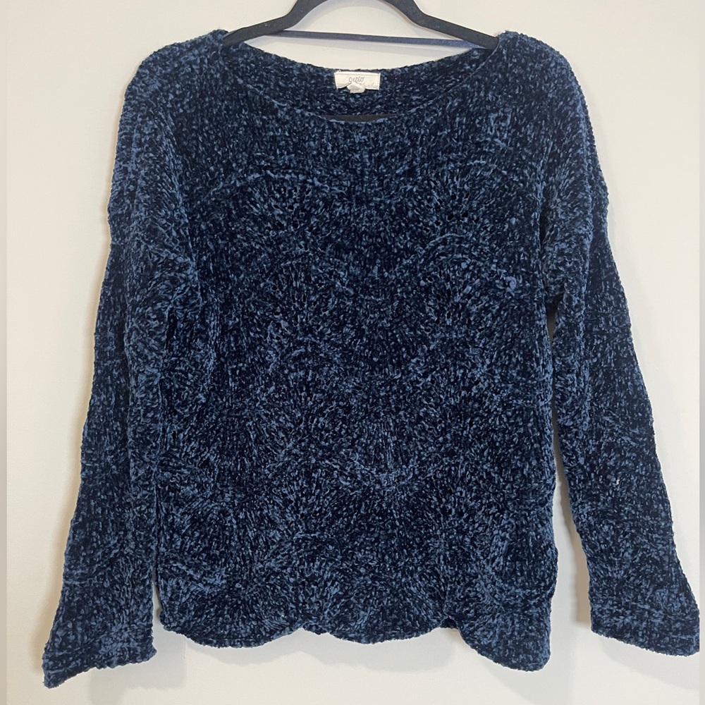 Cupio Womens Sweater Size Medium Blue Soft Knit Top
